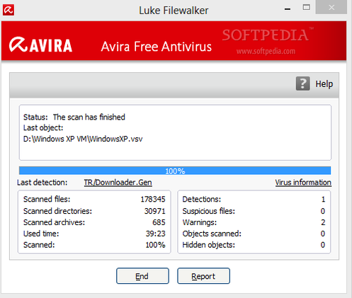 Avira scan time in Avira Free Antivirus review